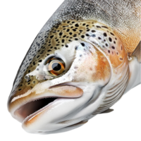 whole trout fish with silvery scales and an open mouth png