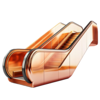 golden escalator with sleek handrails and reflective steps png