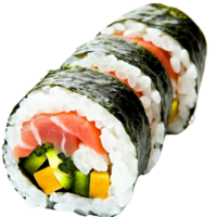 sushi rolls wrapped in seaweed and filled with fish and vegetables png