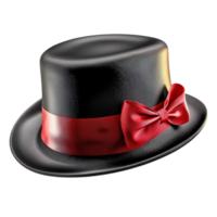 Black top hat with a silky red ribbon tied in an bow around it png