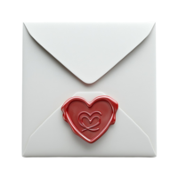White envelope sealed with a red wax heart png