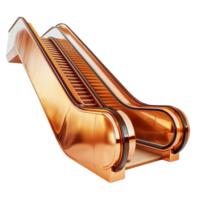 Shiny golden escalator with a reflective surface and design png