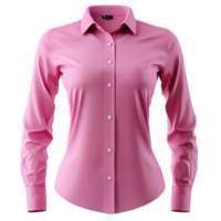 pink buttonup shirt with long sleeves and a collar png