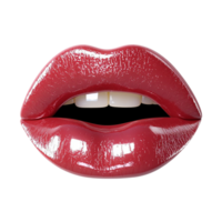 red lips a glossy finish and a playful slightly parted expression png