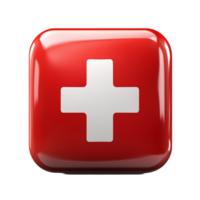 red medical symbol a white cross on a glossy png