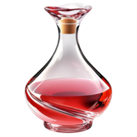 Crystal clear glass decanter red and a sleek twisting design png