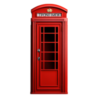 Bright Red Telephone Booth with Classic Design and Glass Panels png