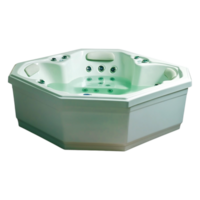 Modern Hexagon Hot Tub with Jets and Relaxing Water Surface png