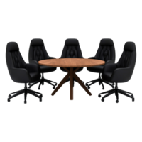 Modern Meeting Room Design with Round Table and Black Chairs png