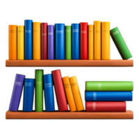 Colorful Books on Wooden Shelves Displayed for Reading Enthusiasts png
