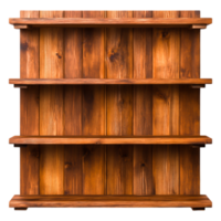 Rustic Wooden Shelf with Four Spacious Levels and Rich Finish png