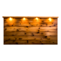 Warm Wooden Reception Desk with Soft Illuminated Lights png