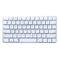 White Modern Wireless Keyboard on Blank Background with Keys Visible png
