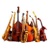 Array of Musical Instruments Including Brass, Woodwind, and Strings png