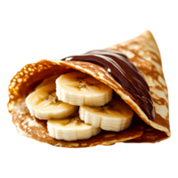 Delicious Pancakes with Sliced Bananas and Drizzled Chocolate Sauce png