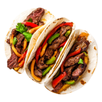 Colorful Beef Tacos with Fresh Vegetables and Tortilla Wraps png