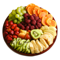 Colorful Assorted Fruit Platter with Fresh Grapes, Berries, and Citrus png