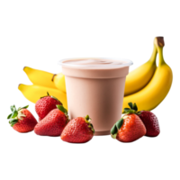 Fresh Fruit Arrangement with Strawberries, Bananas, and Smoothie Cup png