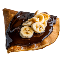 Delicious Chocolate Crepe Topped with Fresh Banana Slices png
