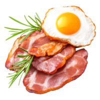 Delicious Plate of Bacnd Fried Egg with Fresh Herbs Garnish png