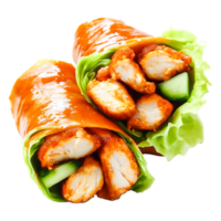 Fresh Chicken Wraps with Tangy Sauce and Crisp Vegetables png