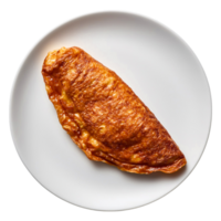 Golden Brown Omelette on White Plate Isolated on Light Background png