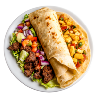 Delicious Fresh Wraps with Meat, Vegetables, and Pineapple Salsa png