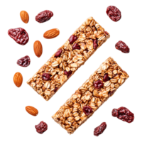Nutritious Granola Bars with Almonds and Cranberries on Dark Background png