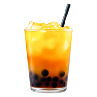 Refreshing Fruit Drink with Bubbles and Ice in Transparent Glass png