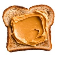 Sliced Toast with Creamy Peanut Butter Spread on Surface png