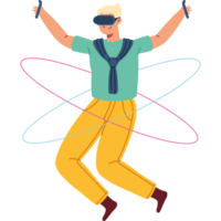 homem com vr óculos imerso para dentro metaverso png