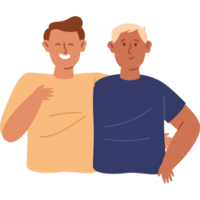 smiling men hugging characters png