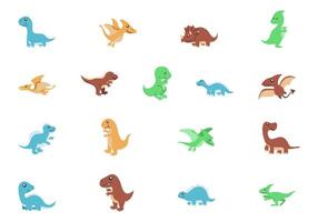 A set of dinosaurs with different colors and sizes vector