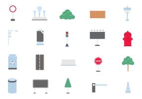 Various icons of street signs and other objects vector