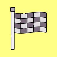 Checkered Flag Flat design style, a black and white checkered flag on a pole, symbolizing race victory, ideal for motorsport promotions, event branding, and racing related visuals. vector