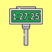 Race Timer Flat design style, a digital stopwatch with a race time display, symbolizing competition timing, useful for motorsport events, game UI elements, and race related graphics. vector
