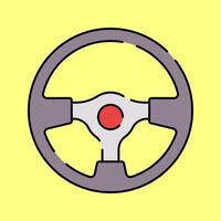 Steering Wheel Flat design style, a grey and red racing steering wheel, symbolizing vehicle control, ideal for motorsport graphics, driving simulations, and automotive themed projects. vector