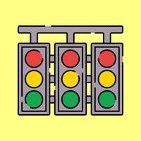 Traffic Lights Flat design style, a set of red, yellow, and green racing signal lights, representing race start systems, ideal for motorsport banners, infographics, and game elements. vector