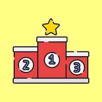 Podium Flat design style, a three step winners podium with a gold star, representing competition ranking, great for racing events, achievement graphics, and sports branding. vector