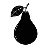 black and white pear with leaf icon vector