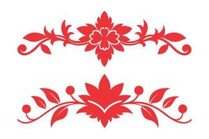 red floral design illustration vector