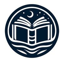 An open book with a moon and stars on a white. vector