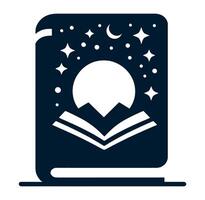 An open book with stars and moon of it vector