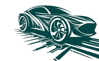 An image of a car on a circuit board vector
