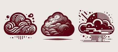 A set of three different types of clouds vector
