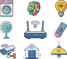 Smart Home Devices and Technology Icons Set vector
