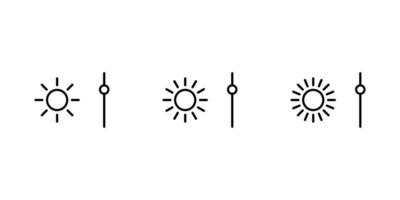 Brightness control icon. Adjust brightness screen icon. Bar light level control screen icon. Contrast level icon set vector