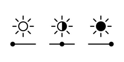 Brightness control icon. Brightness and contrast level adjustment icons. Brightness slider level control icon vector