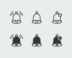 Notification bell icon set. Alarm symbol. Incoming message symbol. Bell for subscribe, alarm and push chat alert. New notification, reminder. vector