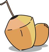 A Minimalist Illustration of a King Coconut, Highlighting Its Distinct Orange Hue and Smooth Texture, Representing the Essence of Tropical Freshness in a Clean and Simple Design. vector
